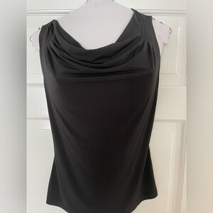 Calvin Klein black sleeveless top. Draped neckline. Size M